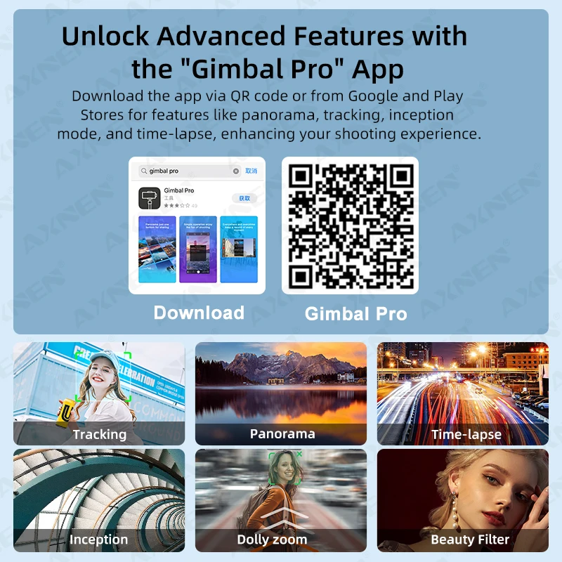 AXNEN HQ5 AI Gimbal 3-Axis مثبت يدوي مضاد للاهتزاز تتبع الوجه التلقائي حامل هاتف محمول مفيد لهاتف iPhone Android مدونة فيديو