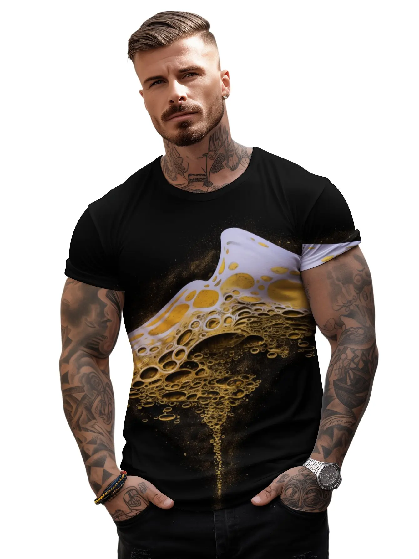 

Мужская футболка с 3D-принтом, футболка с коротким рукавом и графическим принтом, новинка 2024