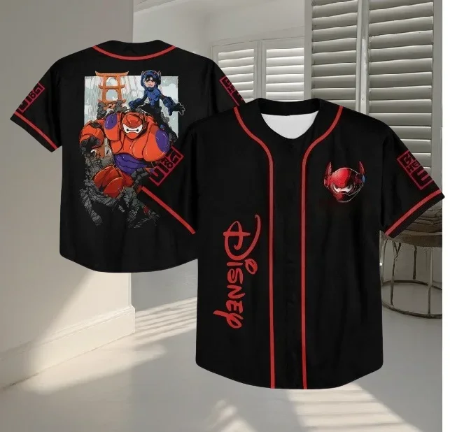 

Бейсбольная куртка Disney Super Marine Big Hero 6, белая и зеленая сестра, летняя мужская и женская спортивная футболка с короткими рукавами