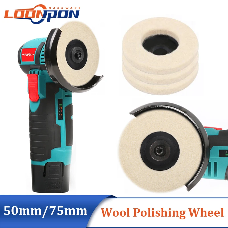 1PC 50mm/75mm Wool Polishing Wheel Polishing Pads Angle Grinder Wheel Felt Polishing Disc for Metal Marble Glass Ceramic