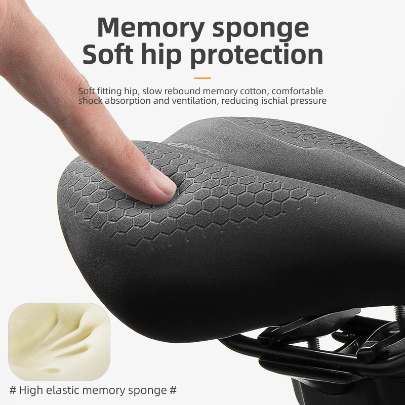 ROCKBROS Bicycle Saddle Shock Absorbing Racing Saddle Breatheable Hollow Bicycle Cushion Seat Rainproof Foam Cycling Bike Seat