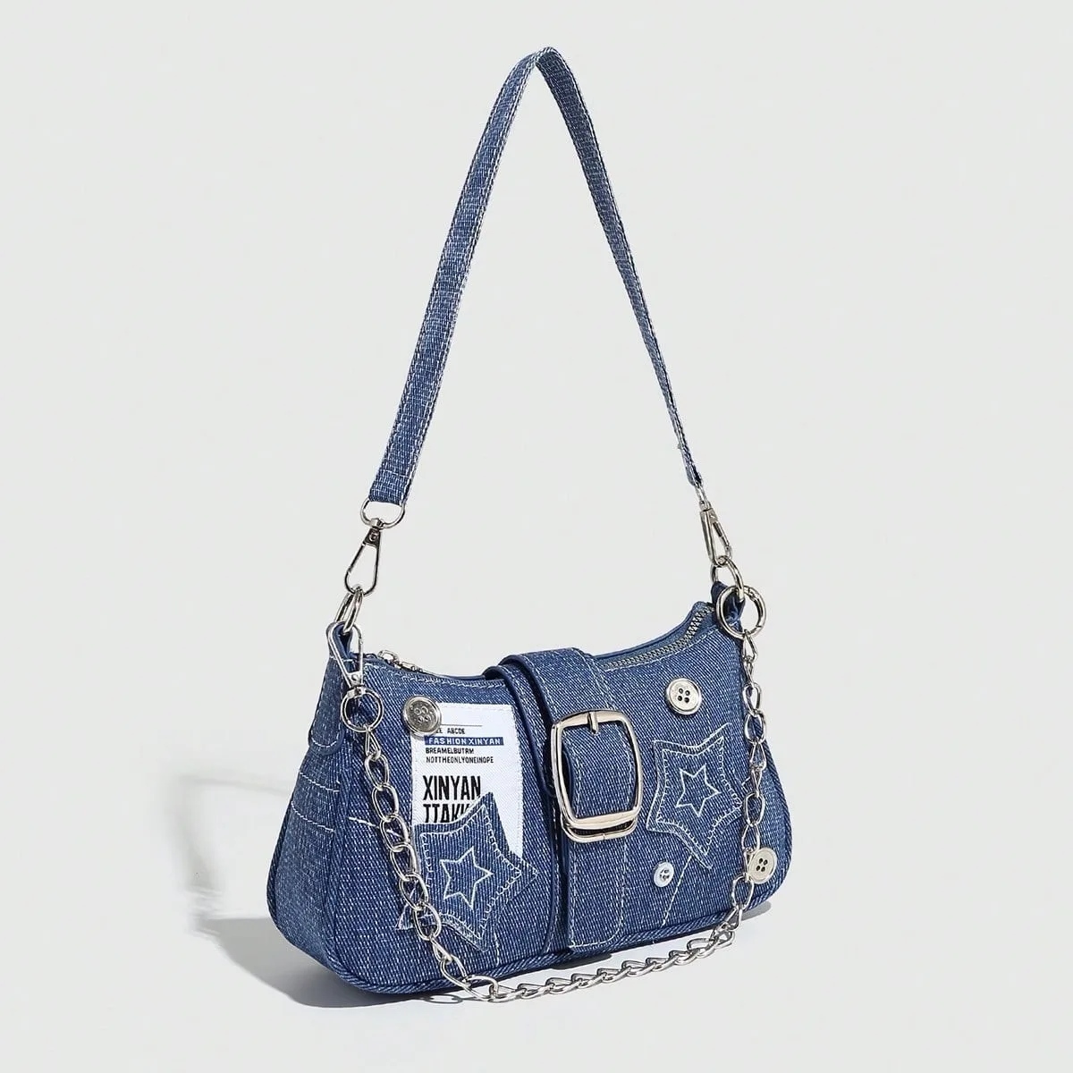 حقيبة ستار كاوبوي تحت الإبط، حقيبة هلال بتصميم أنيق للفتيات اللطيفات الراقية، حقيبة قماشية، حقيبة سلسلة