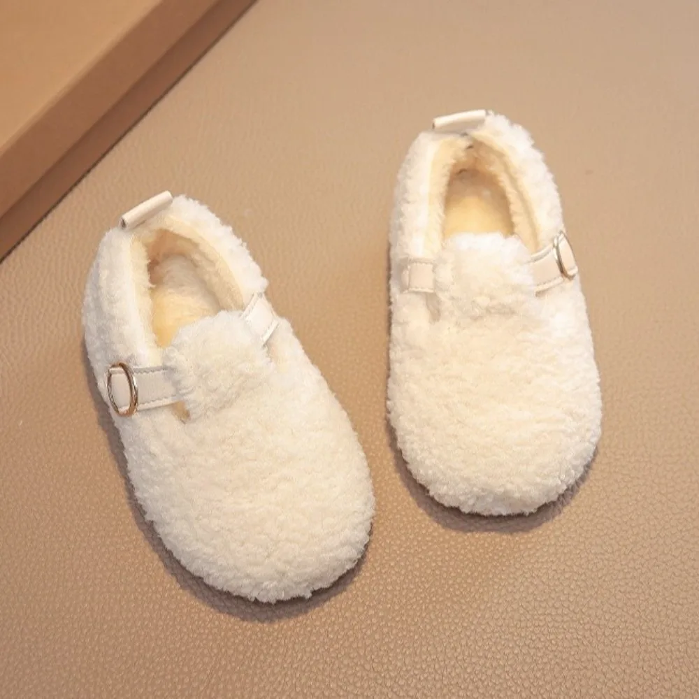 Trend Simple Fluffy Cotton Shoes Versatile Non-Slip Sole Children Shoes Cotton Lining Soft Bottom Warm Shoes Daily Wear