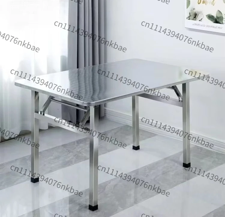 304 Thickened Stainless Steel Folding Table, Square No-assembly Table for Dining Room, Kitchen and BBQ