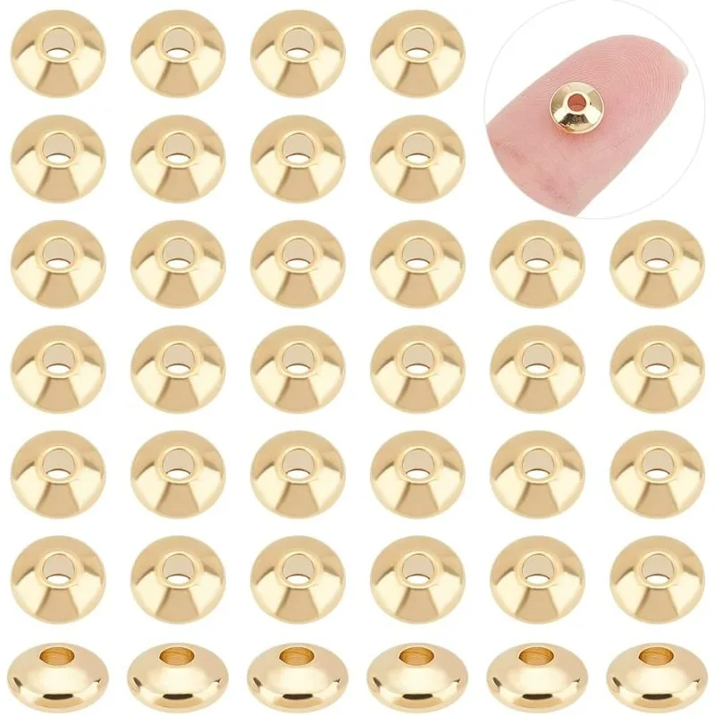 

100pcs 5.5mm Golden Bicone Spacer Beads Stainless Steel Loose Beads Rondelle Small Hole Spacer Bead Smooth Surface Beads Finding