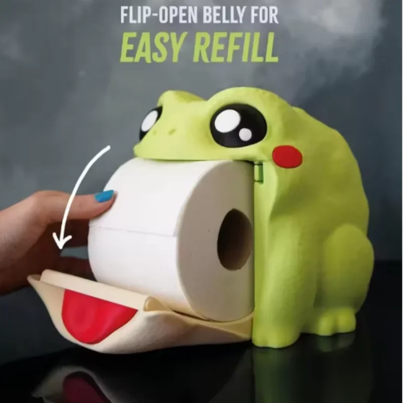 

Милая лягушка, держатель для туалетной бумаги с большим ртом, держатель для туалетной бумаги, отдельно стоящий держатель для рулона туалетной бумаги с 3D принтом, украшение для дома