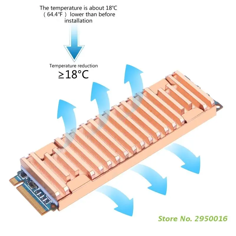 Pure Copper Heatsink Cooler Heat Sink Thermal Conductive Adhesive for M.2 NGFF 2280 PCI-E NVME SSD Thick 8mm