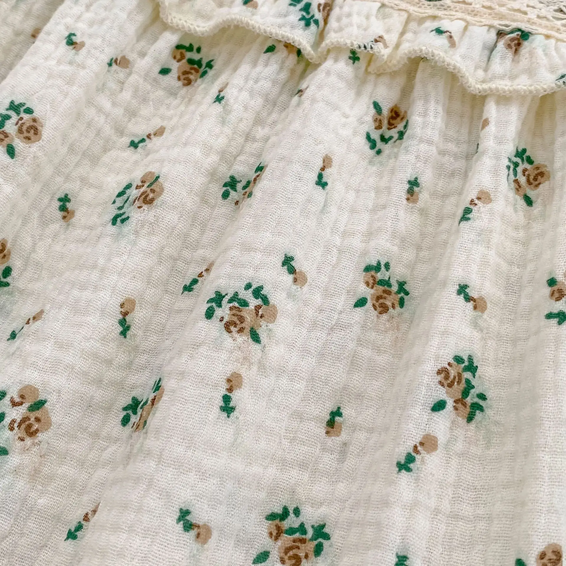 2025 Newborn Baby Girl Sister Outfit Korean Style Floral Print Long Sleeve Romper with Lace Trim Infant Girls Casual Party Dress