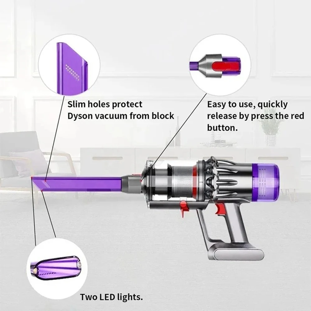 Pipe Crevice Cleaning Tool For Dyson V7 V8 V10 V11 V15 Vacuum Cleaner Replacement Parts Suction Gap Head With LED Light