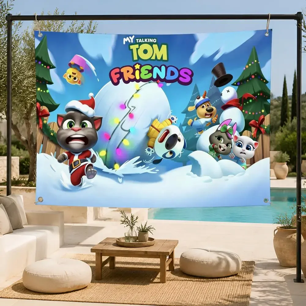 Kids Cartoon T-Talking Tom Friends Flags Fan support, home, dormitory, wall decoration, outdoor camping, party banners, gifts