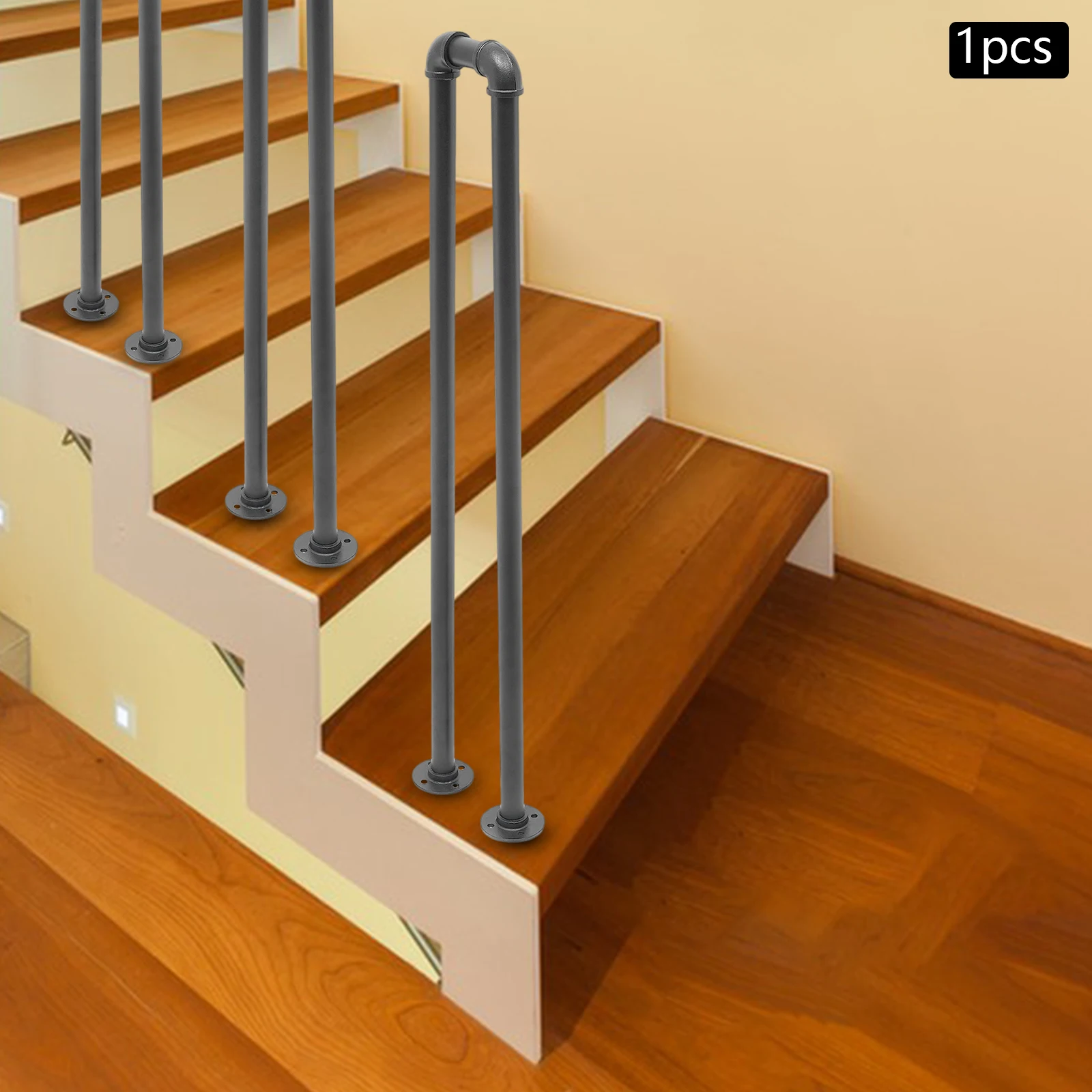 Hand Rails for Steps, 3.3ft Matte Black U-Shaped Handrails, Non-Slip Stair Railing for Garden Loft Corridor Indoor Stairs