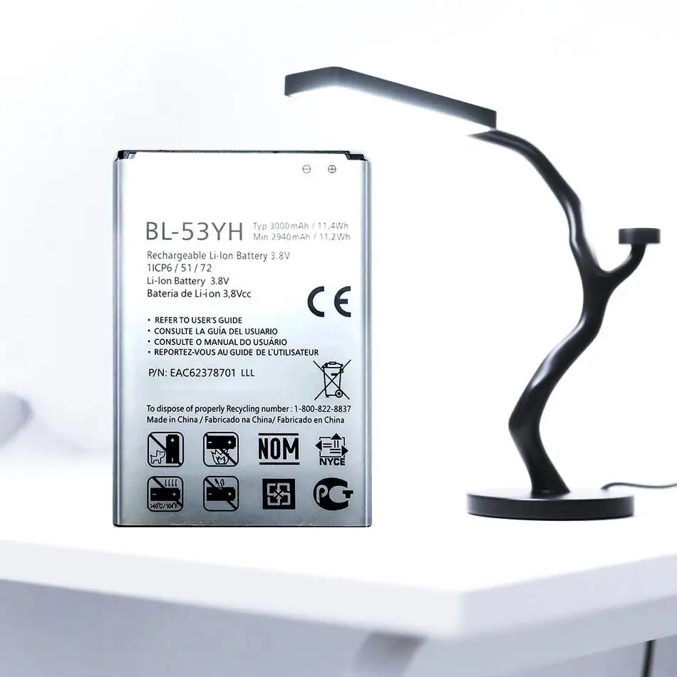 

Mobile Phone Battery BL-53YH 3000Mah For LG Optimus G3 D855 D853 VS985 D830 D850 D851 D858 D857 F400 F460 BL 53YH