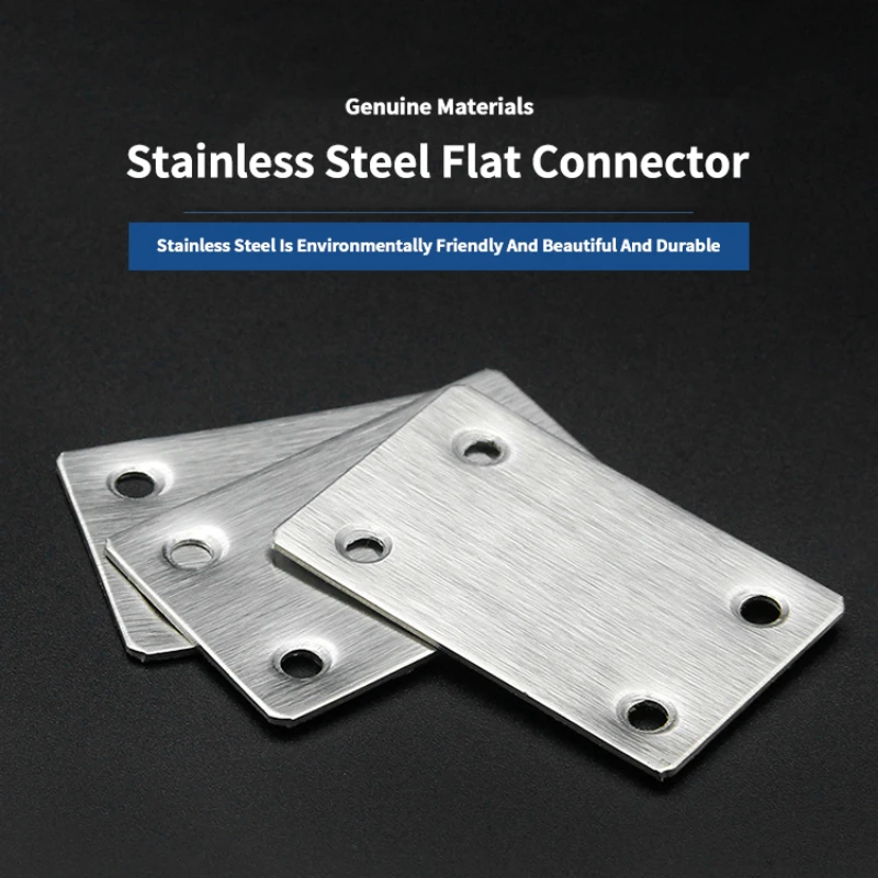 10pcs 60 X 38mm Mending Plates Stainless Steel Straight Support Shelf Flat Bracket Mending Plates Furniture Repair Plate Fixing
