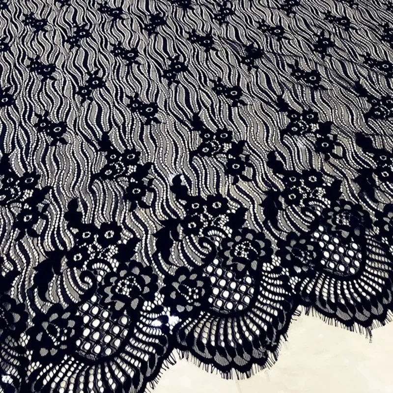 New high quality swiss voile tulle Lace Fabric for sewing  Bridal dress material black and ivory color