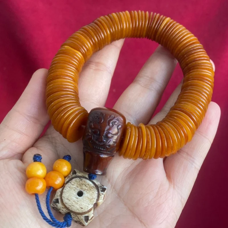 Tibetan- 108-piece cow bone bead bracelet set, vintage ethnic style, fashionable and versatile