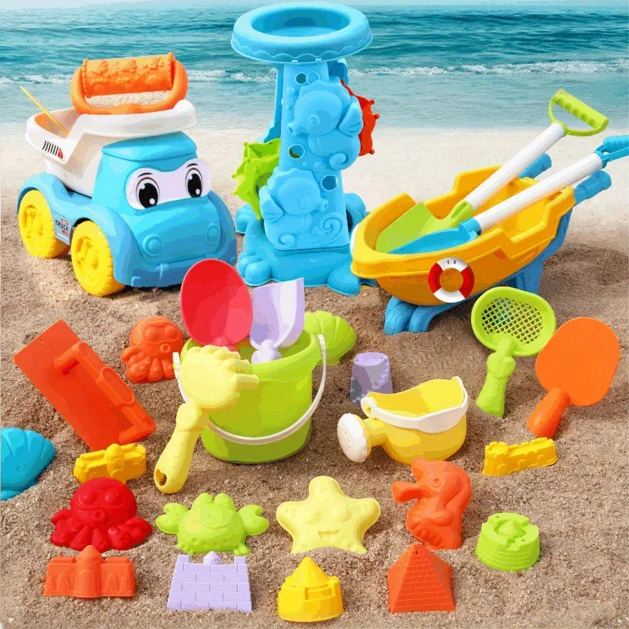 

Children's Beach Toys Set ATV Sand Digging and Water Beach Bucket Hourglass Shovel Beach Sand Play Tool Random Colors