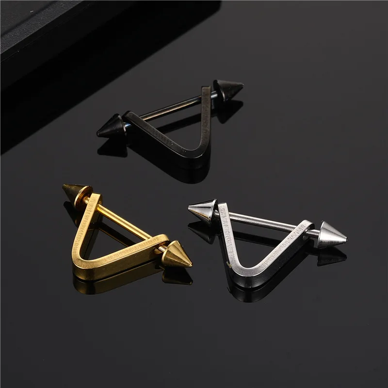 Korean V Simple Personality Triangle Stud Earrings Punk Stainless Steel Geomertic Earring For Fashion Women Men Jewelry