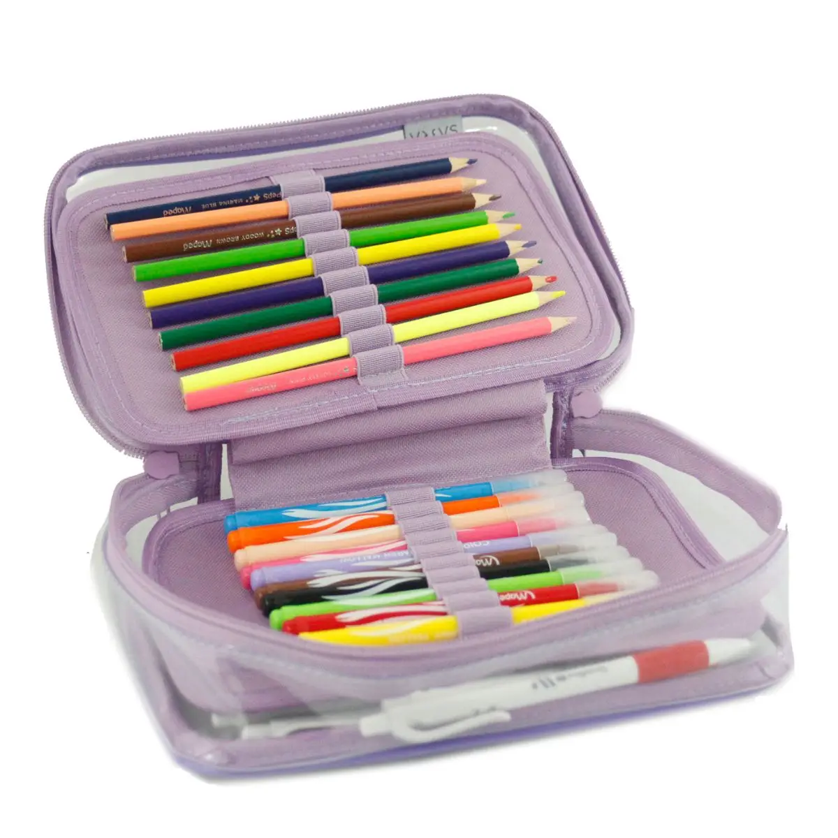 Box Case 100 Pens 2 Dividing Crystal Lilas