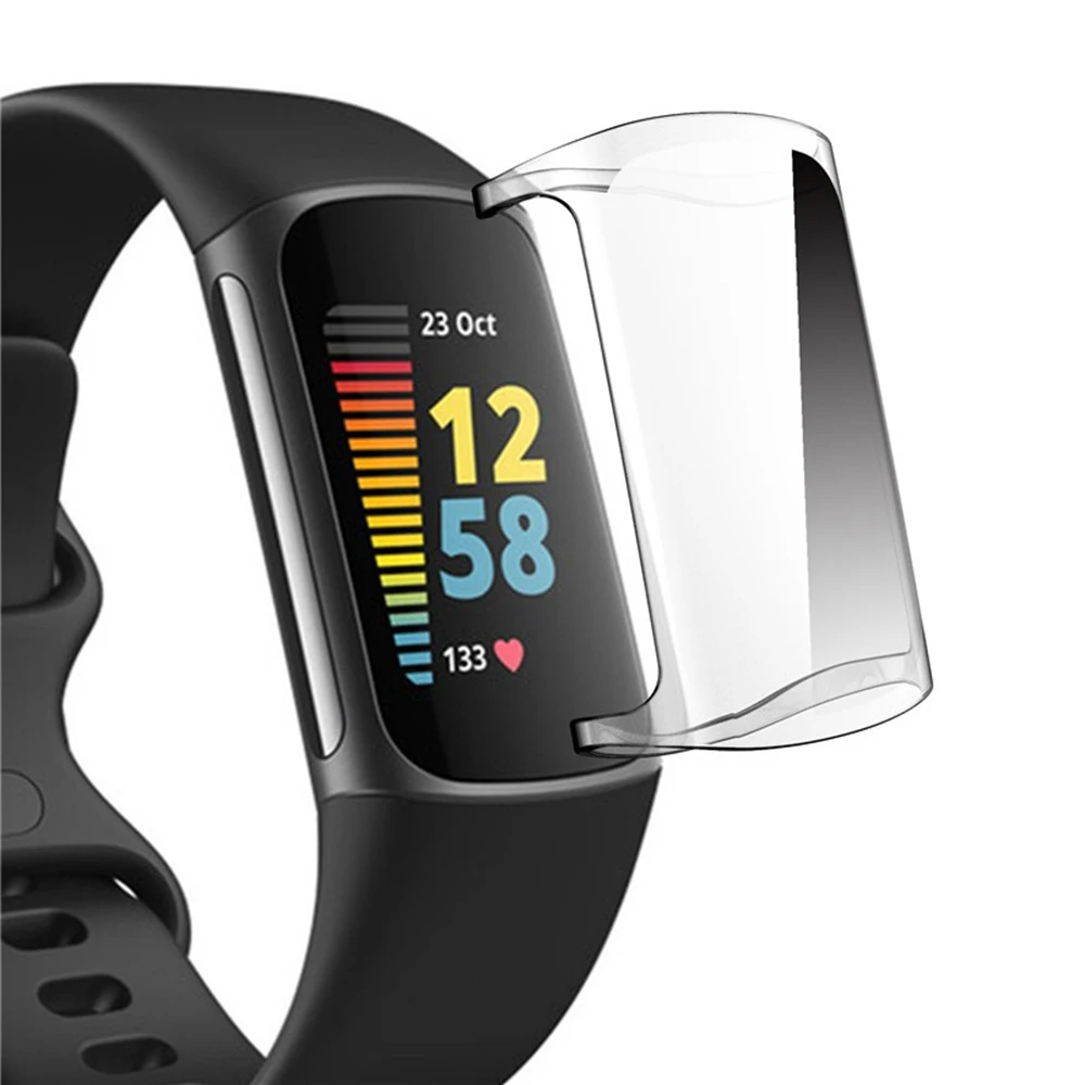 ป้องกันหน้าจอและเคส TPU นิ่มสำหรับ Fitbit Charge 5สมาร์ทวอท์ชอุปกรณ์เสริมฝาครอบกันชนป้องกันโดยรวม