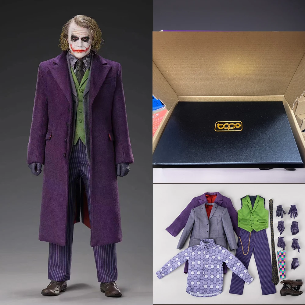 

In Stock TOPO TP007 1/6 Male Soldier Clown Heath Ledger Purple Coat Suit Upgraded Version Model Fit 12'' Action Figure Body