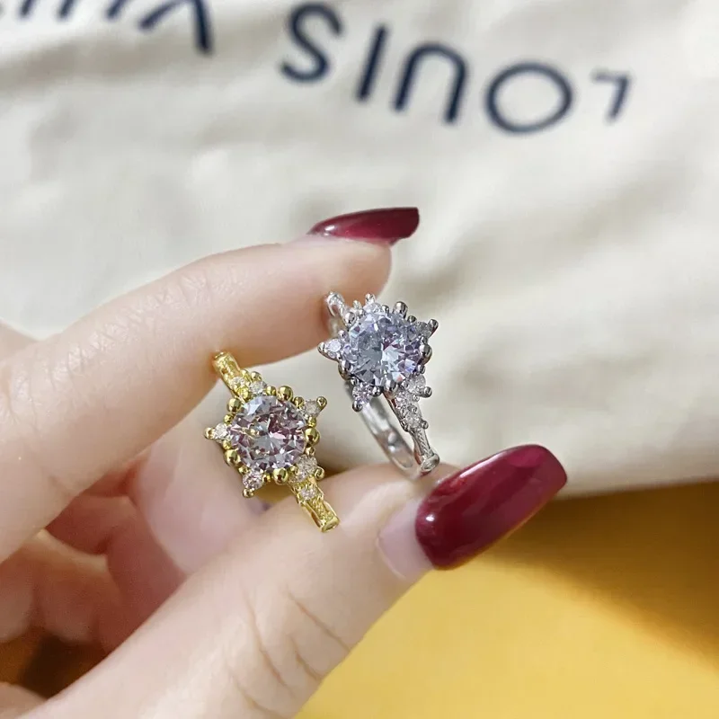 

MDLFES Moiss..n Diamond Style American moissan vintage lace open star ring pt950 platinum plated loose diamond ring