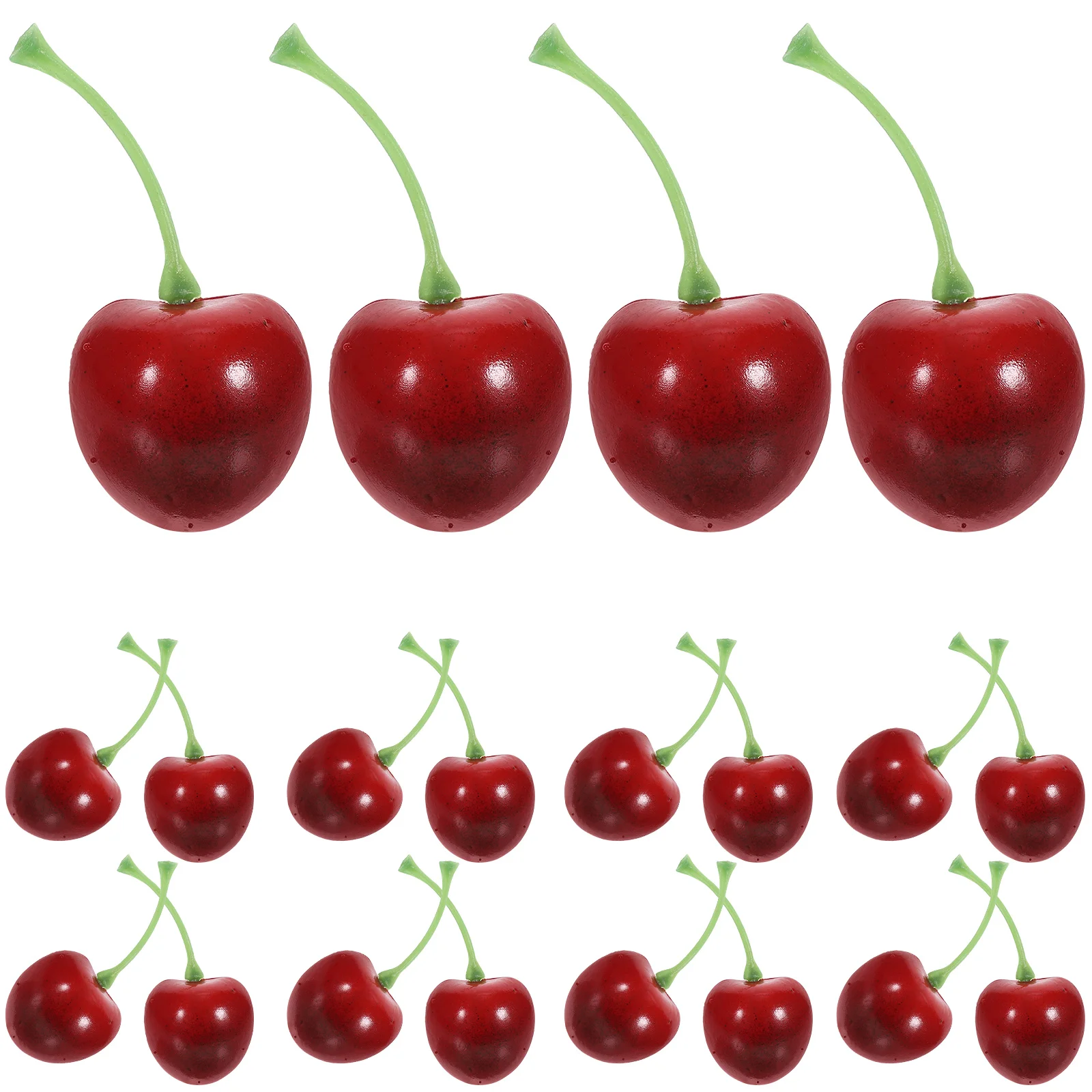 20 Pcs Red Cherry Simulated Small Fruit Model Set Child Models Plastic Artificial