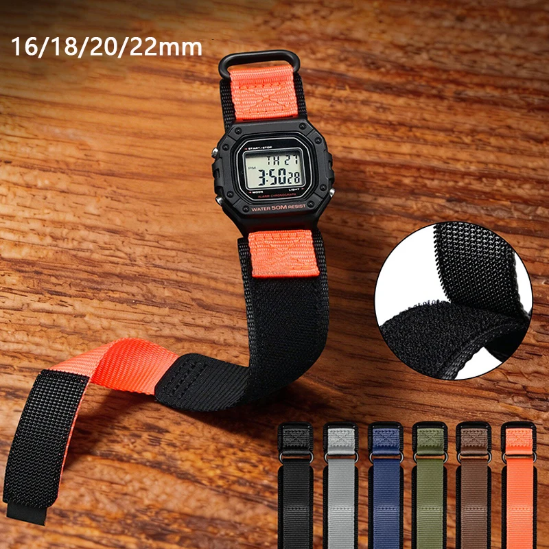 Klettverschluss-Armband 16mm 18mm 20mm 22mm Universelles Gewebtes Outdoor-Sport-Uhrenarmband für Herren und Damen Wasserdichtes Nylon-Uhrenarmband