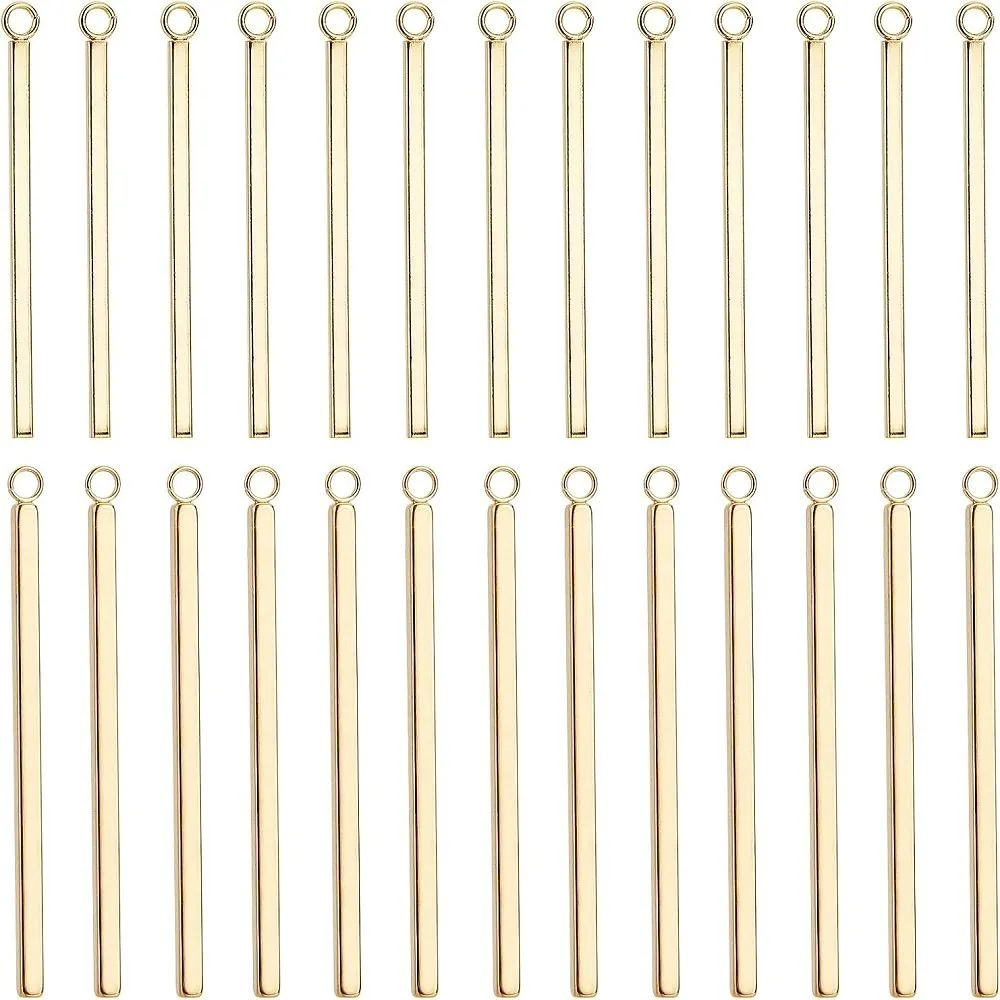 

1box 24pcs 2 styles 304 Stainless Steel Pendants Bar en 33~43x1.5~2x1.5~2mm Hole: 1.8~2mm 12pcs/style