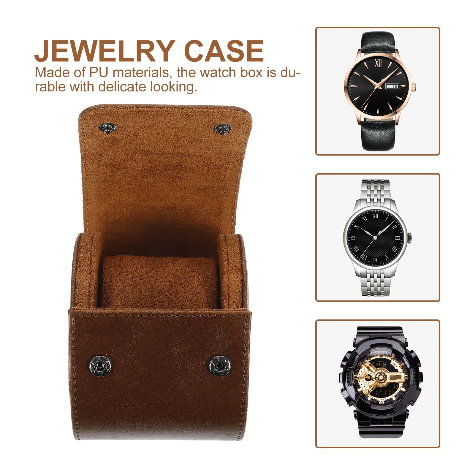 

1PC Watch Box PU Storage Case for Wristwatches Small ganizer Dustproof Travel Lightweight Jewelry Case