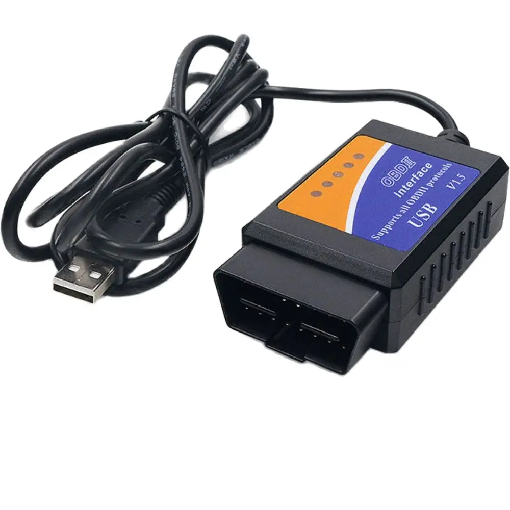 Herramienta de escaneo de código OBD2, Cable de diagnóstico de coche USB ELM327 V1.5, compatible con protocolos OBD2 ELM 327, V1.5, para sistema Windows 7, 8 XP