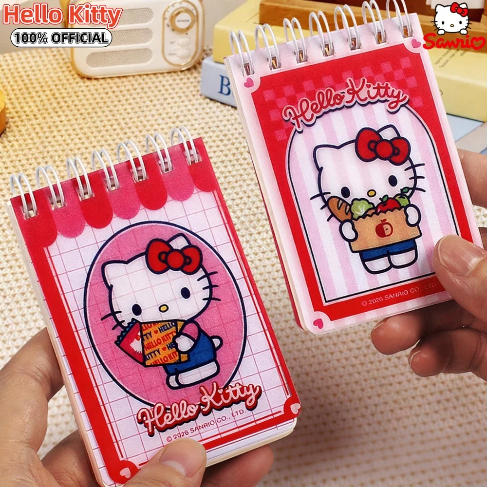 Genuine Hello Kitty Spiral Bound Notebooks Sanrio Mini Pocket Notepads Cartoon Portable Travel Memo For Daily Notes & Reminders