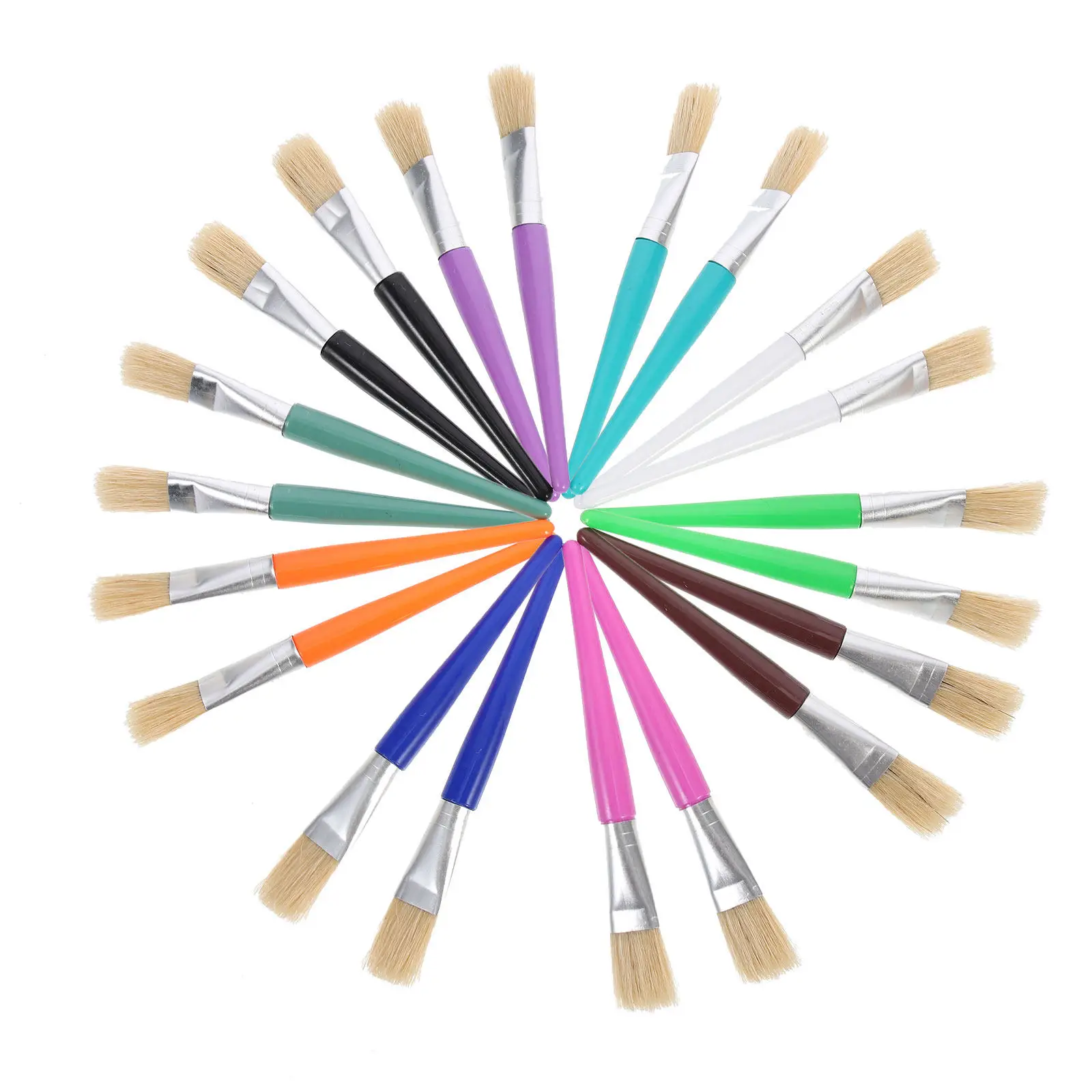 20Pcs Painting Brush Set Oil Painting Brush for with Comfortable Plastic Handle Non-Shedding Bristles Art Supply