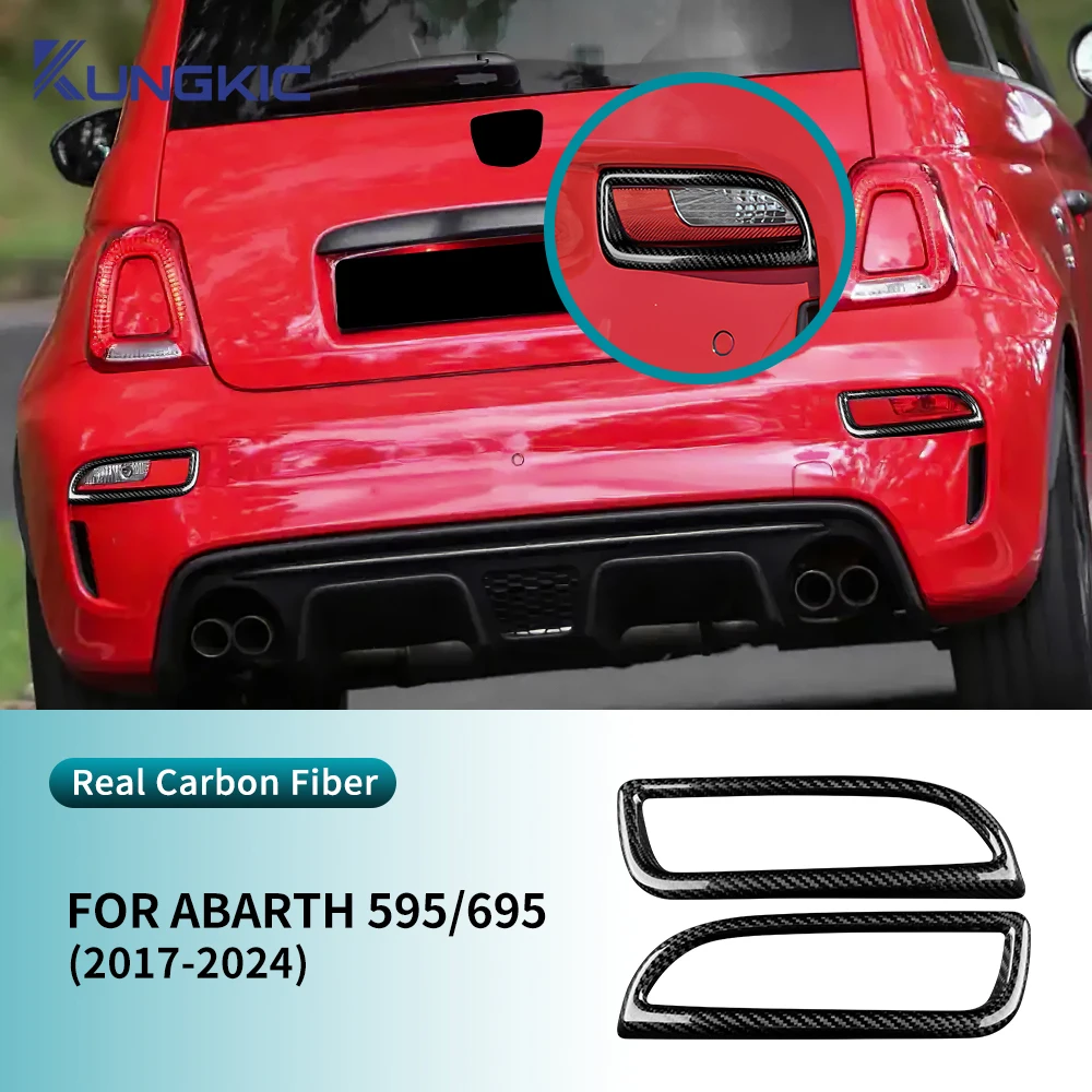 

Real Hard Carbon Fiber Sticker For Abarth 595 695 2017 2018 2019 2020 2021 2022 2023 2024 Rear Rear Fog Light Frame 1Pair