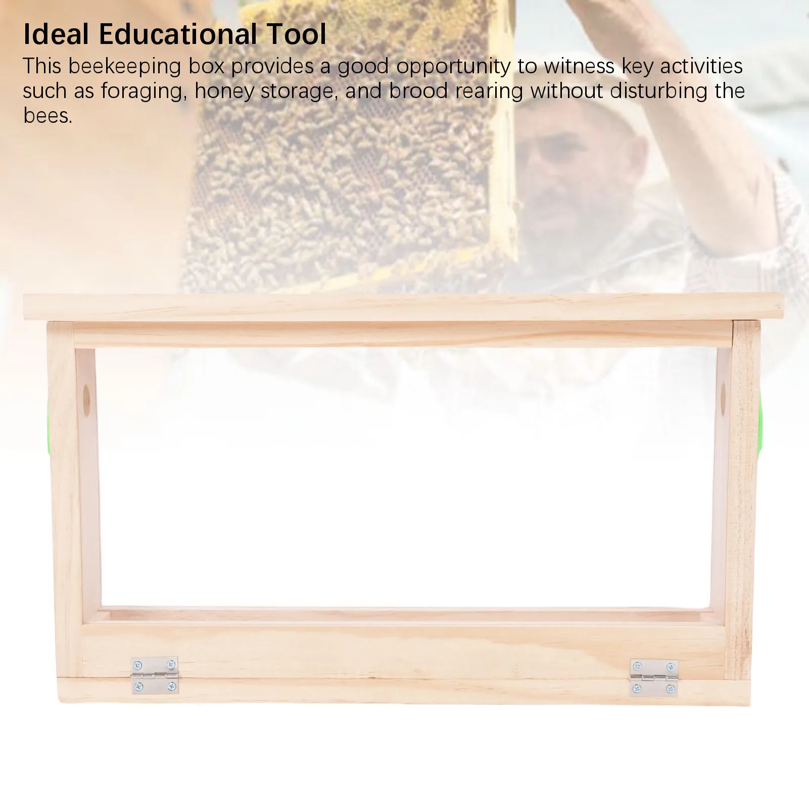 

Bee Breeding Box Double Sided Acrylic Board Wooden Bee Hive Observation Box with Vents Beekeeping Supplies Bee Breeding Box