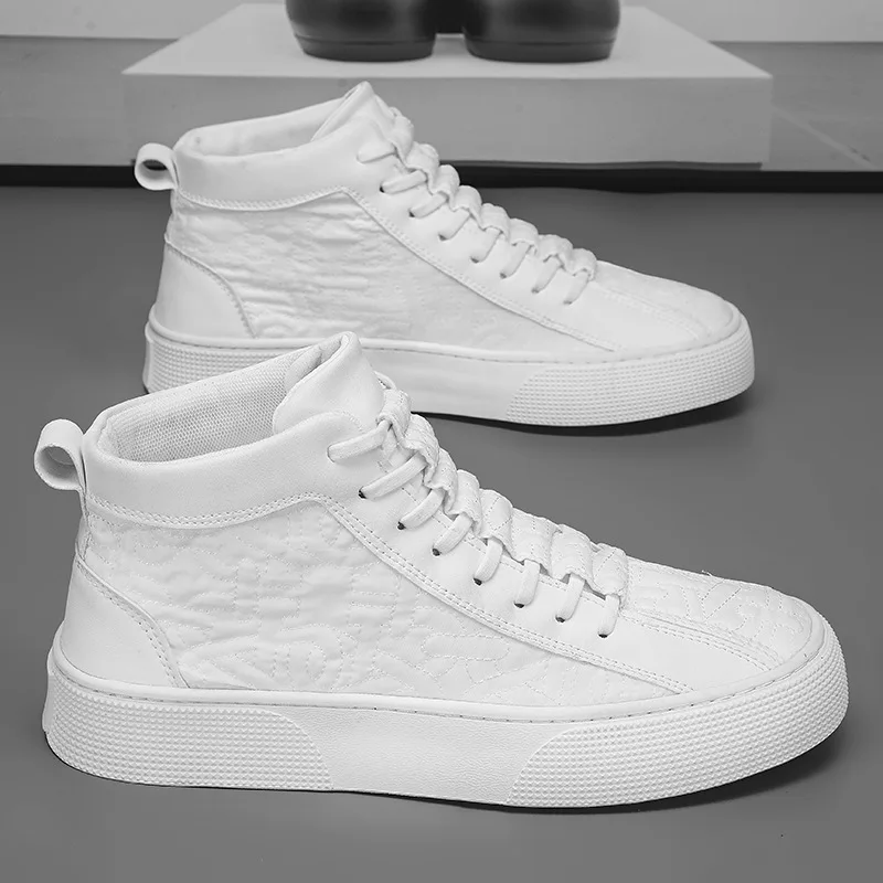 2025 Autumn New Korean Version High-top Canvas Shoes Men's Fashion trend Casual Board Shoes Breathable Comfortable Sneakers Men