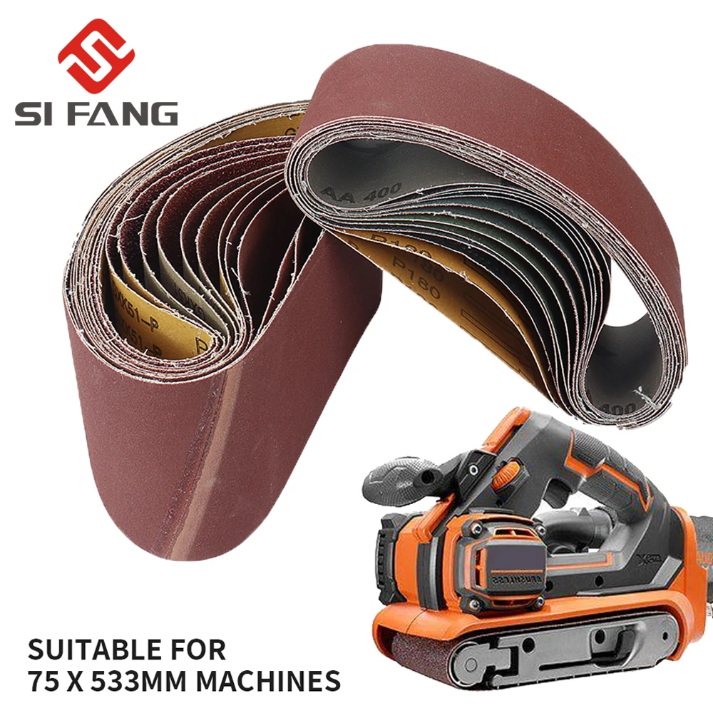 5PCS 75x533mm Sanding Belts Abrasive Bands for 3x21'' Sanders File Sanders Belt Sander Abrasive Tools Wood Soft Metal Polishing