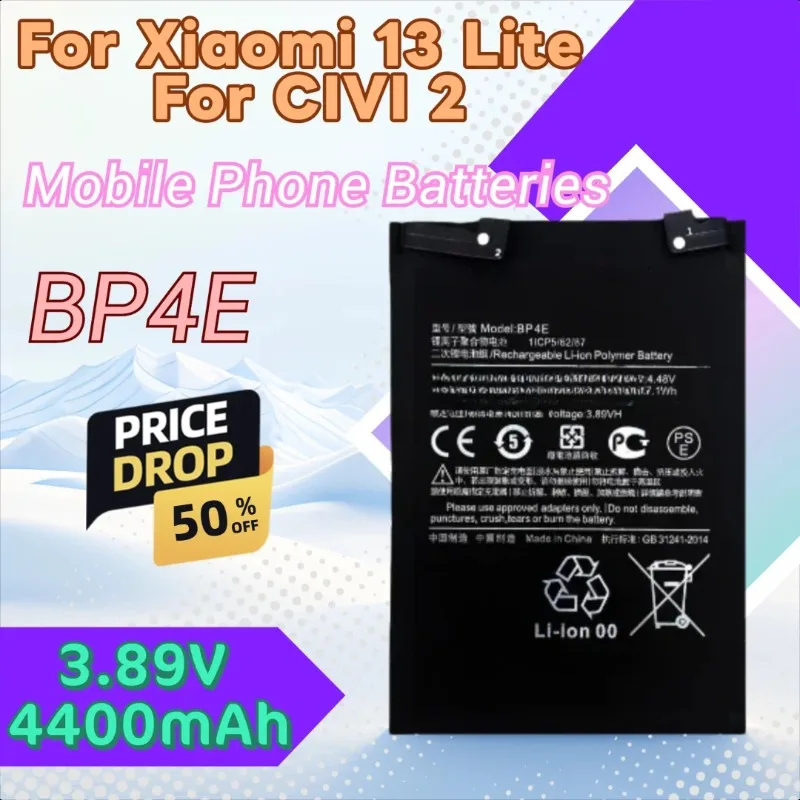 

3.89V 4400mAh BP4E Replacement New High Quality Battery for Xiaomi 13 Lite for CIVI 2 Mobile Phone Batteries