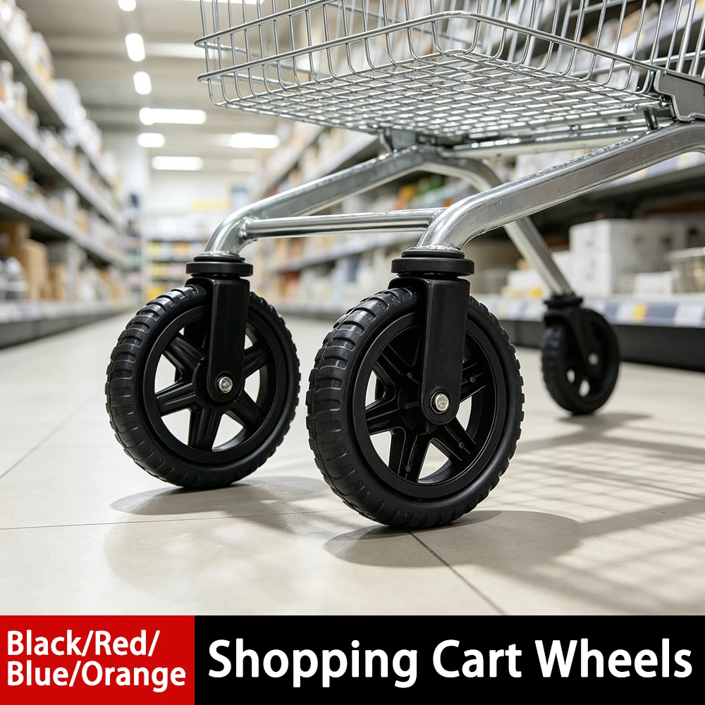 2Pcs Dia 6.5/15.5/16/16.5cm Shopping Cart Replacement Wheels, Foaming Anti-Slip Tire Trolley Caster, Luggage Cart Accessories