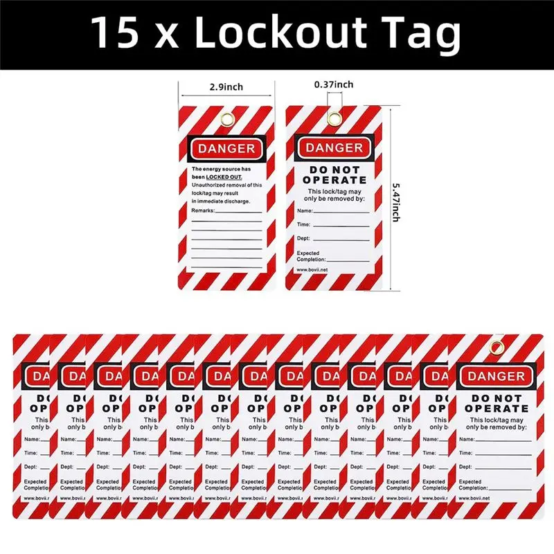 A23F-Lockout Tagout Kit Set -Lockout Tagout Tag, Nylon Tie, Nylon Storage Bag, Redsafety Padlock, Lockout Tagout Locks ( Red Set