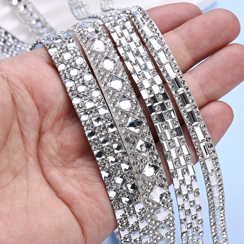 Selbstklebendes Strassband, Kristall-Bling-Klebestreifen für DIY-Bastelarbeiten, Schuhe, Taschen, Hochzeitsdekoration und Auto-Innenausstattung – Detail 3