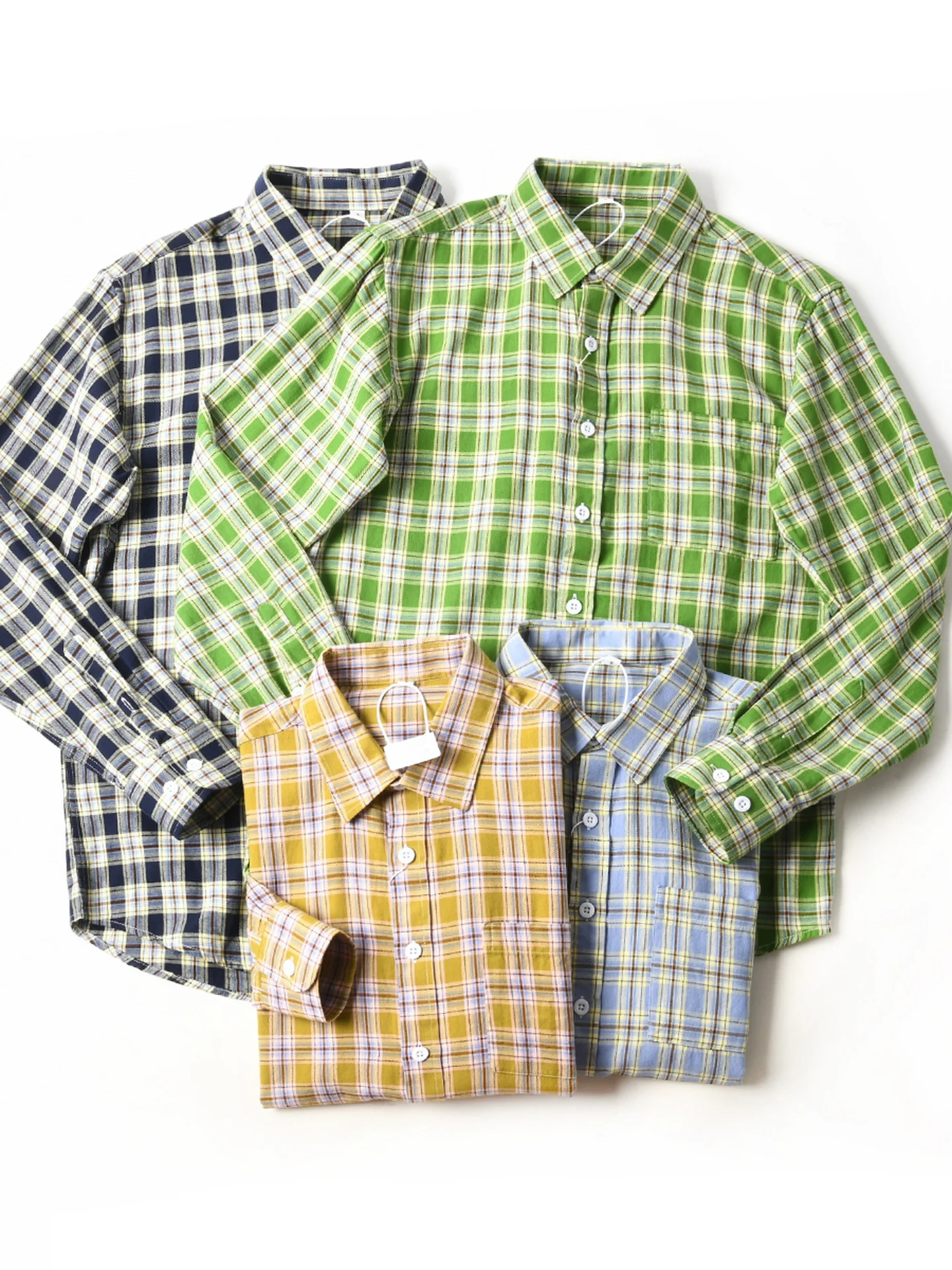 New American Style Loose Fit Long Sleeve Pure Cotton Washed Plaid Casual Shirt Men's Autumn Base Layer Shirt Comfortable Brea...