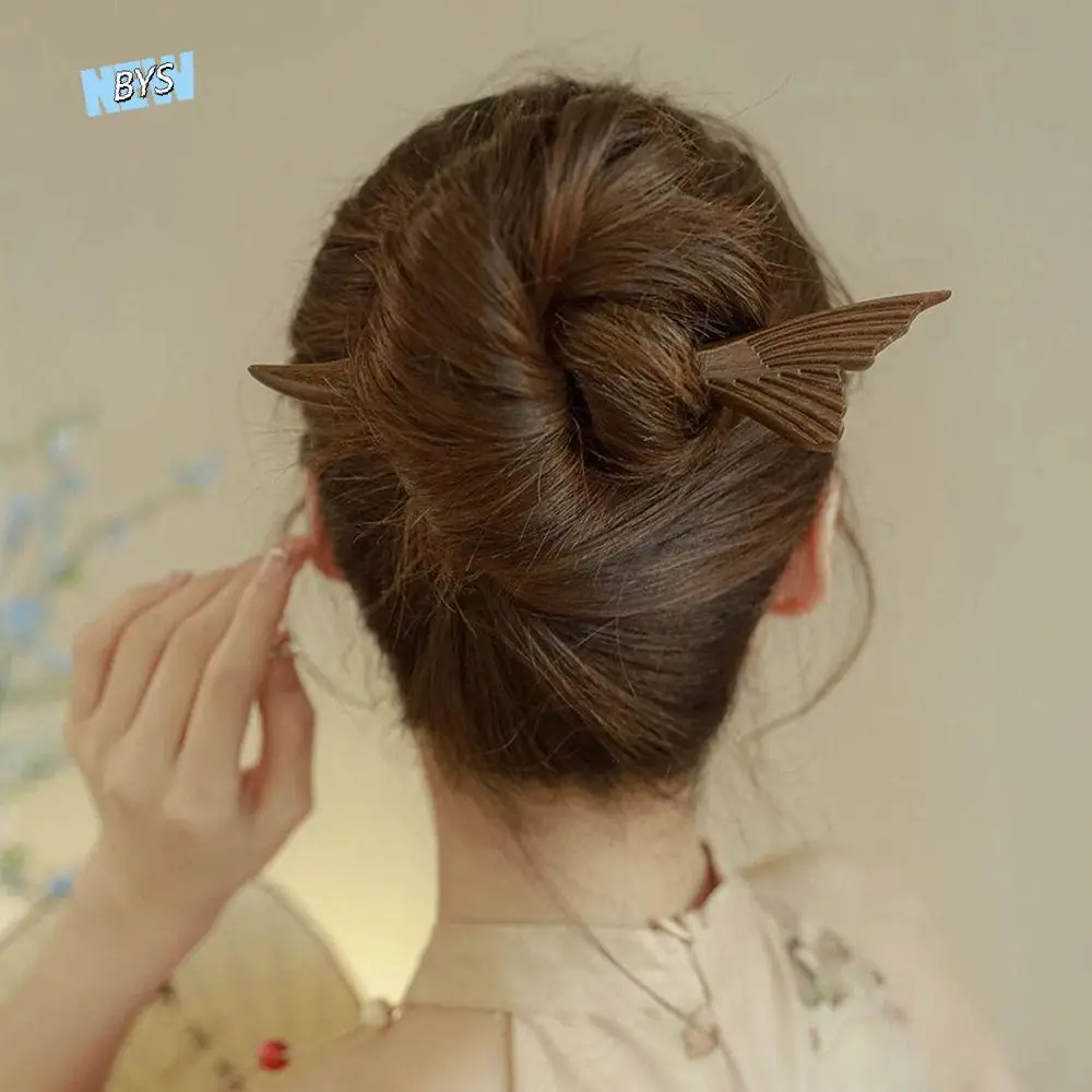 

Retro Wood Wooden Hair Stick Butterfly Animals Chinese Style Hairpin Rabbit Cat Hanfu Headwear Hairstyle Design Tool