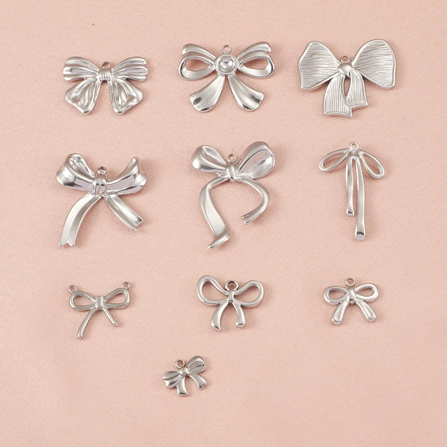 5Pcs/Lot Stainless Steel Bowknot Charms For DIY Making Necklaces Earrings Fashion Jewelry Accessories Wholesale