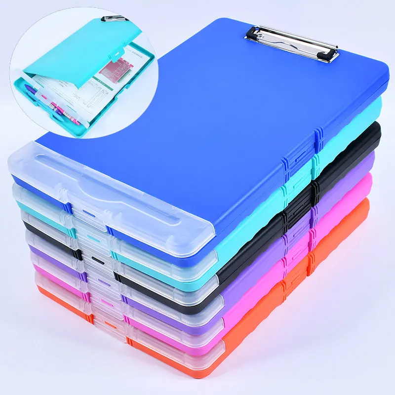 

Plastic Storage Clipboard A4 Waterproof Portable Foldable File Box Document File Folders Clipboard Writing Pad Office Supplies