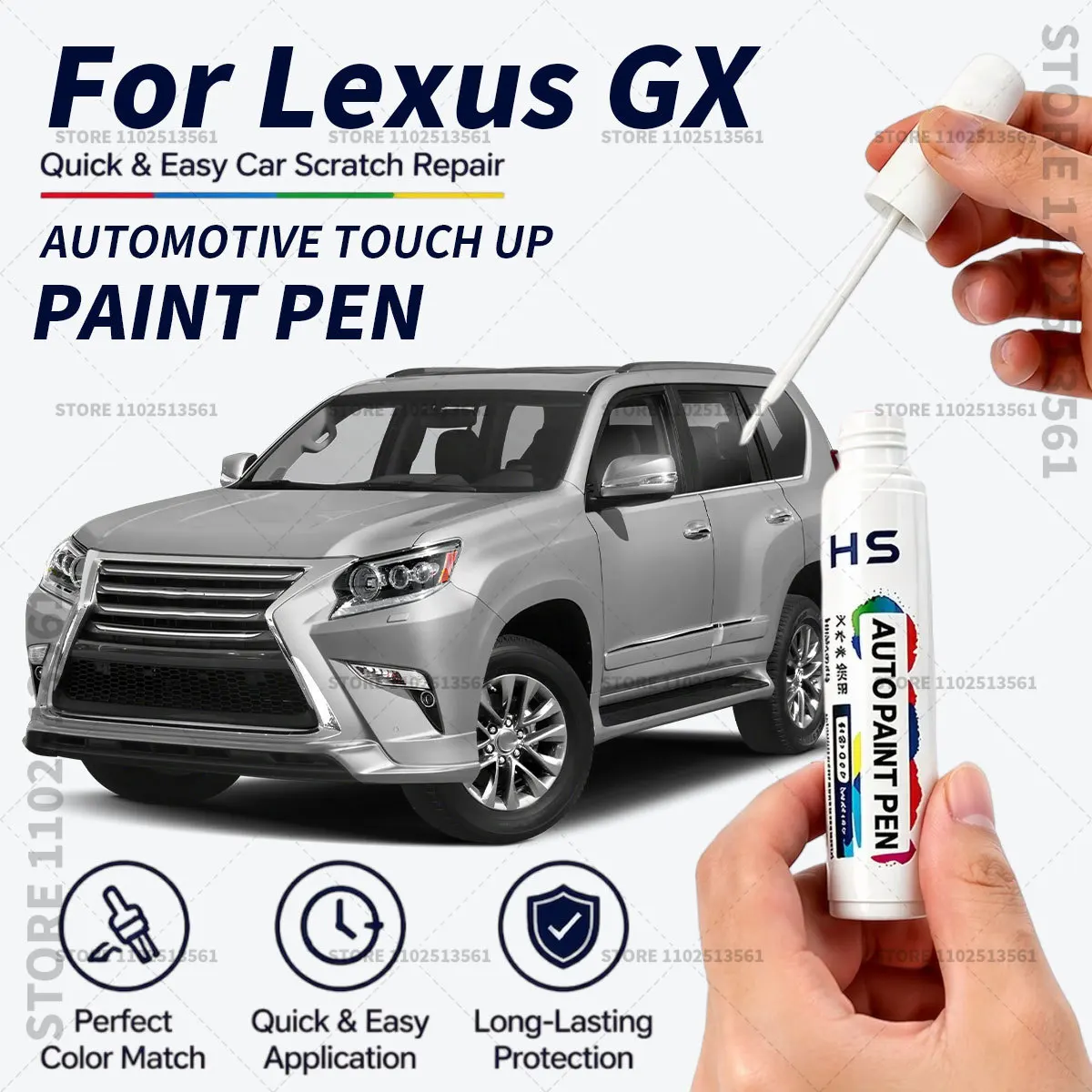 For 2002-2025 Lexus GX Touch Up Paint Pen Car Paint Scratch Repair Tool Atomic Silver Caviar Incognito Eminent White Pearl