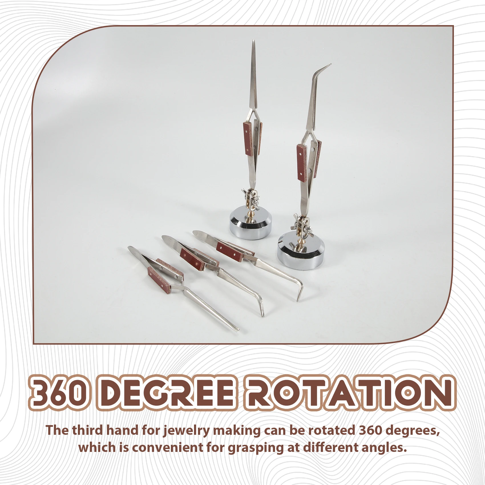 5 PCS Soldering Tweezers Set + Base 360° Rotation For Jewelry Making, Welding, Repairing