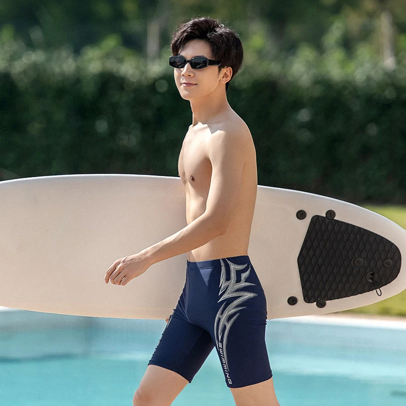 Long Swimming Pants for Men Profesional Five Point Escape Adult Speed Competition Plus Size Swimwear Anti-Awkward Pants