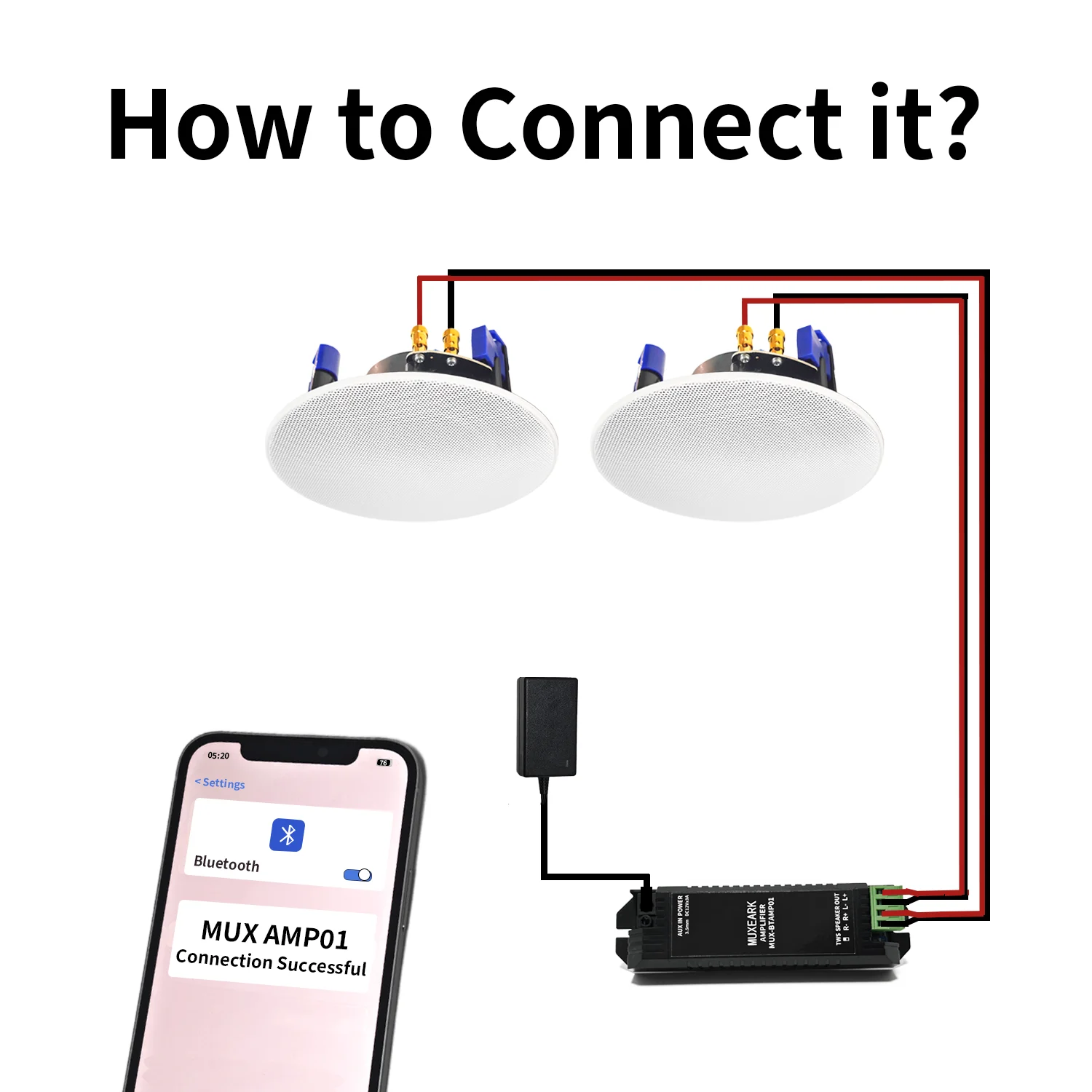 2 قطعة 4 ''مكبرات صوت سقف بلوتوث 160 واط 2-Way فلوش جبل نظام مكبرات الصوت مع جهاز استقبال مكبر للصوت الصغير لمكتب المسرح المنزلي #5