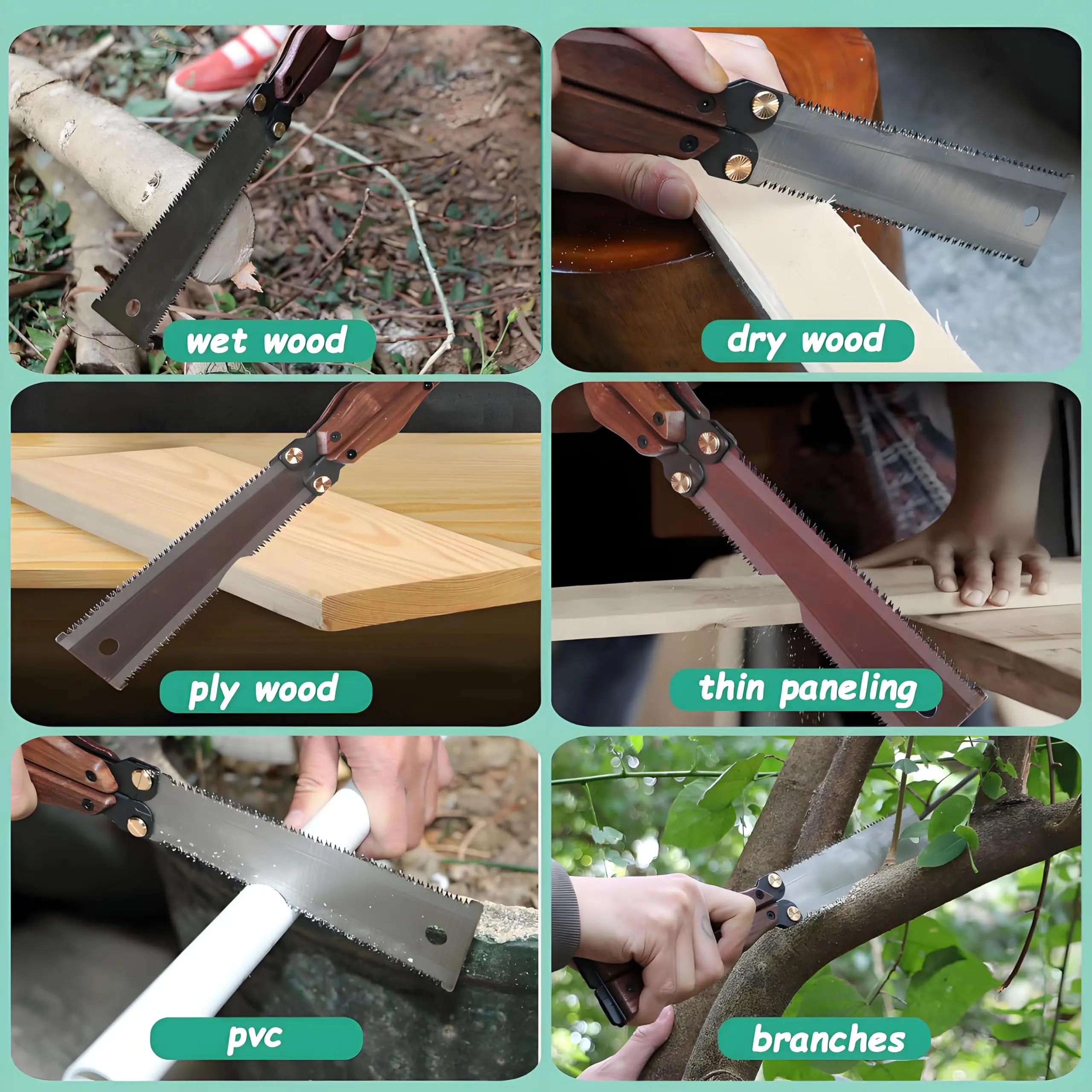 Складная ручная пила, маленькая ручная пила 5,5 дюйма, 11/15TPI, двухсторонняя пила SK5, стальная пила по дереву для деревообработки, кемпинга