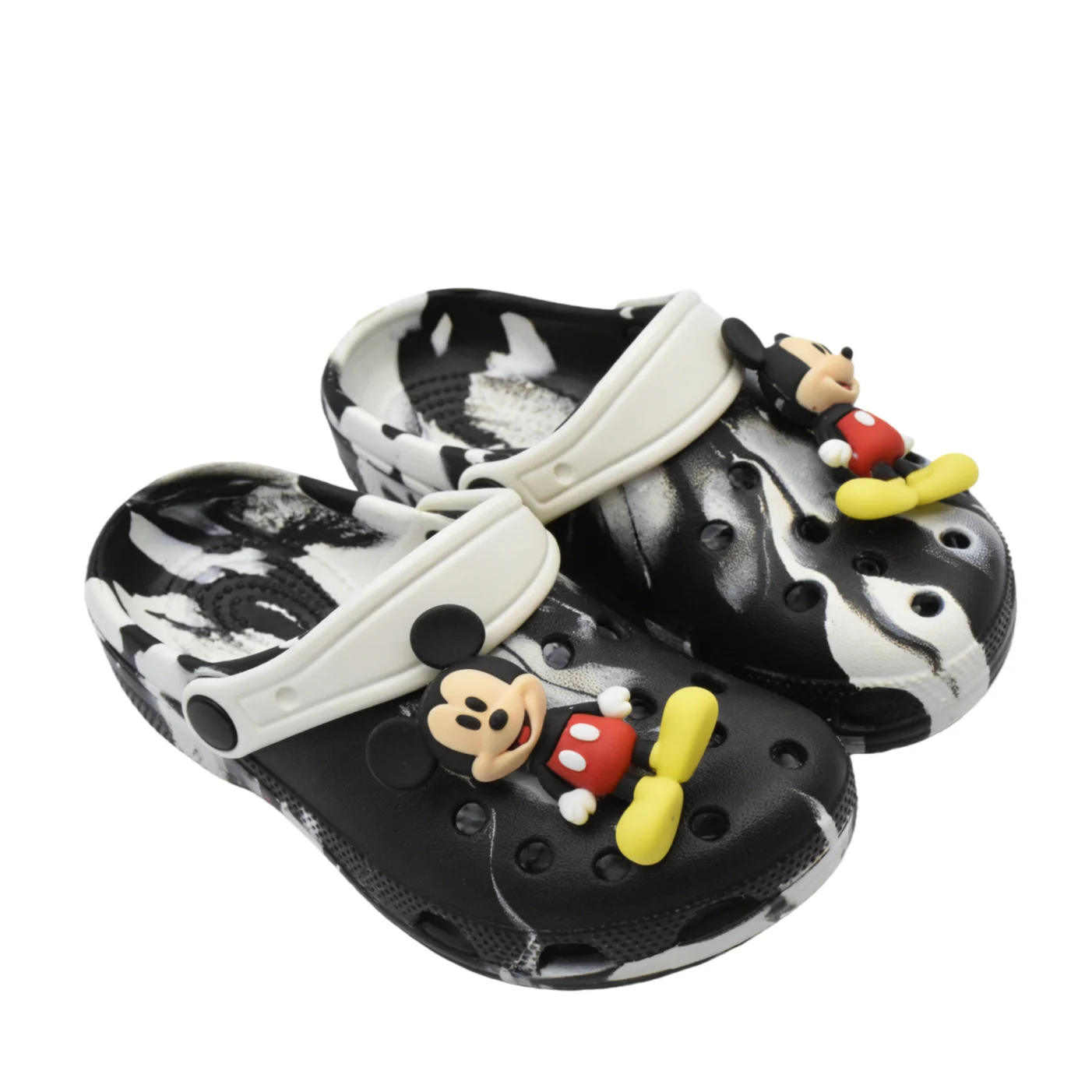 

Disney Slippers Boys Cartoon EVA Summer Printed Outdoor Flat Bottom Soft Bottom Beach shoes White Black Size 24-35